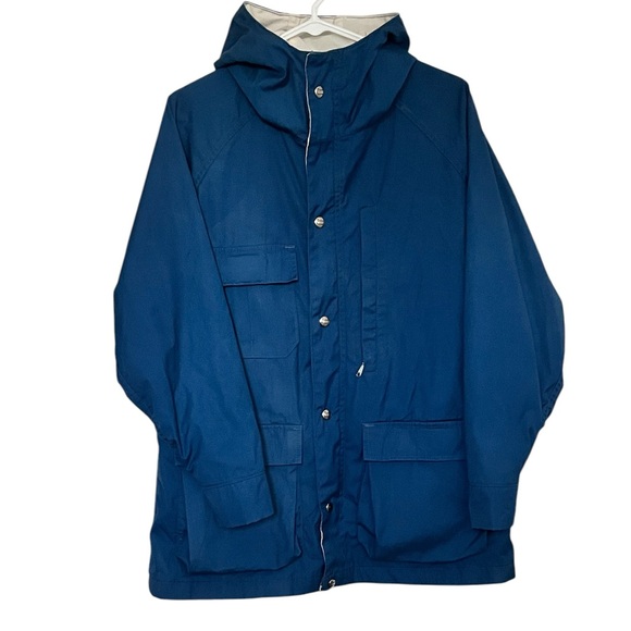 Vintage USA Woolrich Woman Blue Hooded Utility Jacket Medium Made in USA 90s - Picture 1 of 9